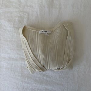 FRAME Ribbed Knit Top in Cream